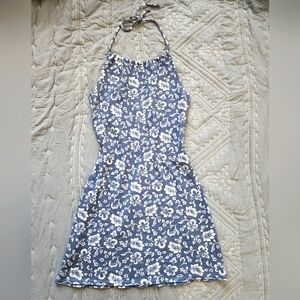 SALE 3 for $15: Blue floral halter dress